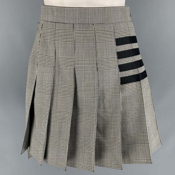 THOM BROWNE Other - THOM BROWNE Black White Wool Glen plaid Pleated Above Knee Skirt